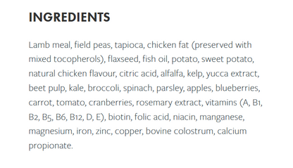 Grain Free Lamb Dry Puppy Food