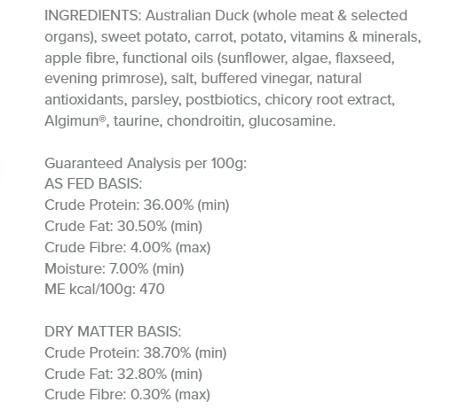 SPD Duck and Sweet Potato Air Dried Food